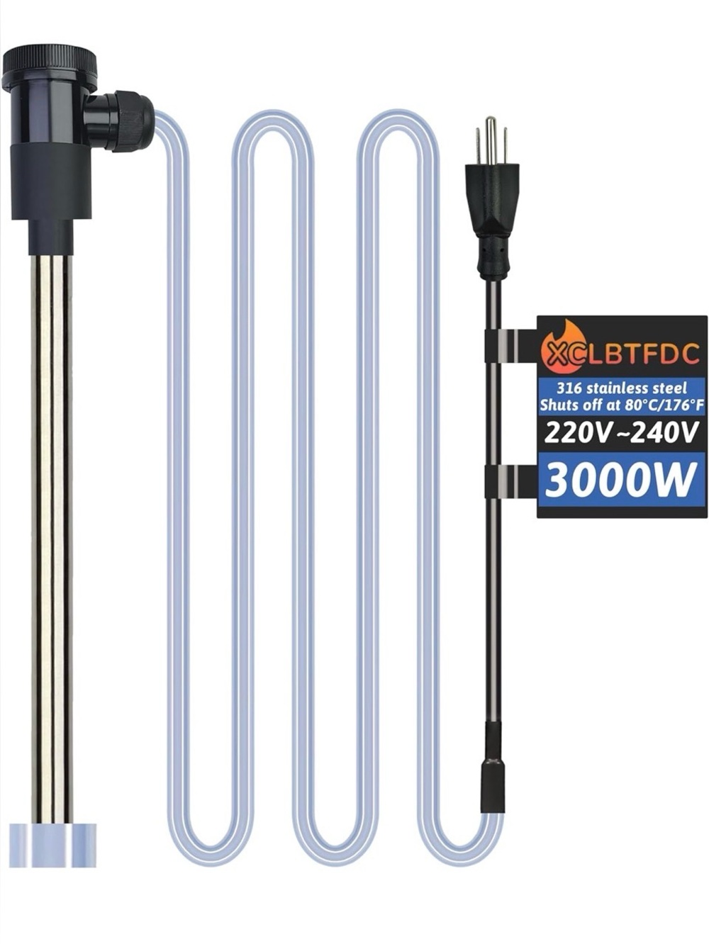 🔥3000W 240V Pool Immersion & Hot Tub Submersible Water Heater W/Wifi Timer,NIB